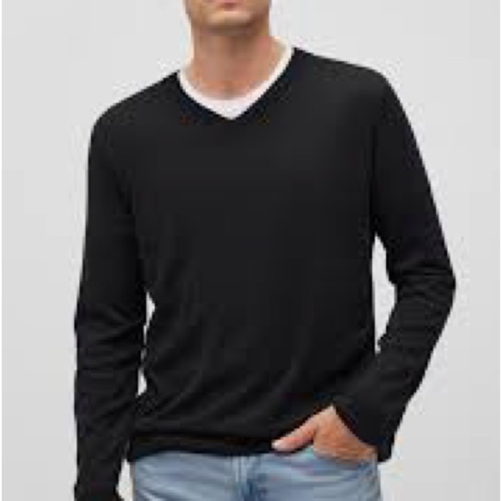 Mantles cashmere xl Men's Black V-Neck Sweater